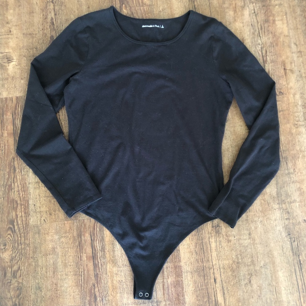 Abercrombie Scoopneck Bodysuit- Black, size Large